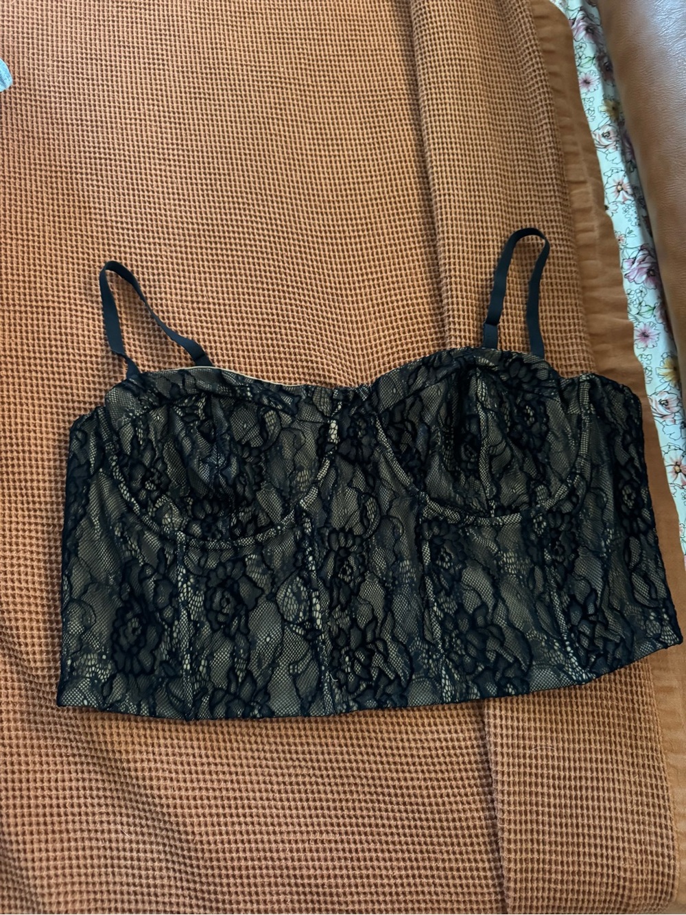 Good American Lace Bustier Corset Top Black Nude Size 5XL NWT